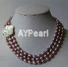 9-10mm pearl with flower clasp necklace