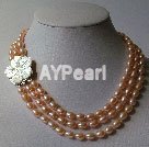Discount 9-10mm pearl with flower clasp necklace