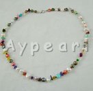 Hademade pearl amethyst black agate necklace