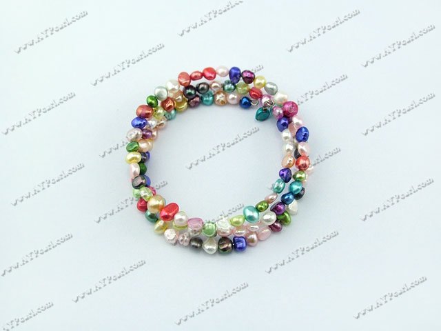 3-4mm multi color pearl bracelet