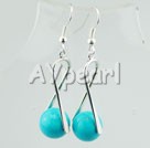 12mm blue turquoise earrings