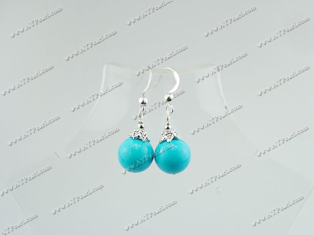 12mm turquoise ball earrings