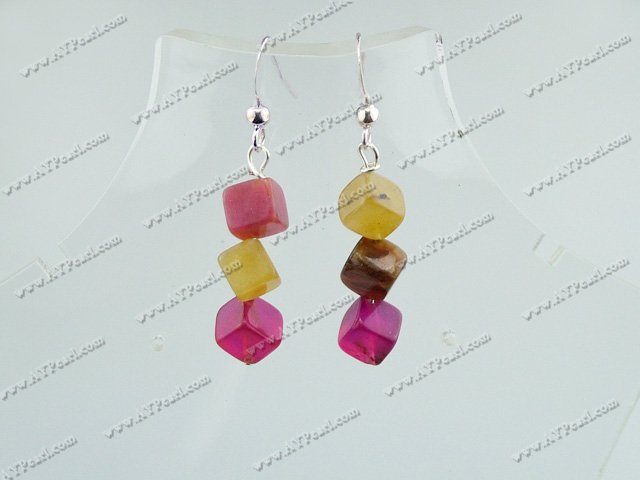 three colored jade earrings