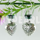 turquoise tibet silver heart earrings with 925 silver hook under $ 2