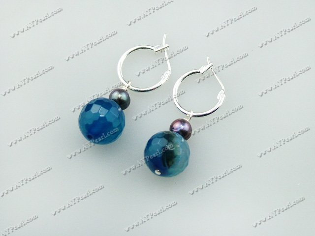 faceted blue agate earrings