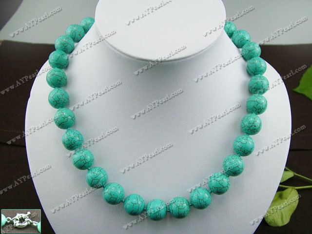 12mm burst pattern turquoise beaded necklace