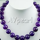 16mm faceted purple agate necklace