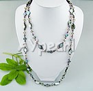 pearl crystal and faceted black shell necklace