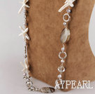 Discount cross pearl crystal and agate necklace