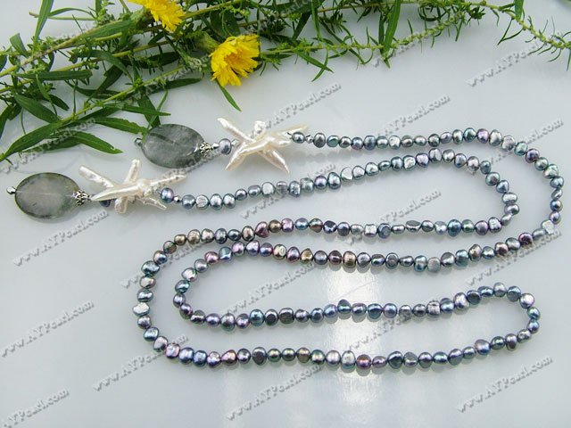 6-7mm pearl crystal necklace