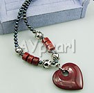 black pearl and red jasper heart necklace