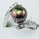 8-9mm black freshwater pearl ring