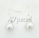 austrian crystal and white seashell beads earrings