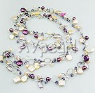 biwa pearl shell and smoky quartz necklace