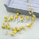 bright yellow acrylic pearl shell necklace 17.5 inches under $ 5