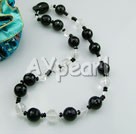 black agate and natural white crystal necklace under $ 30