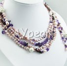 Discount pearl and amethyst and garnet necklace