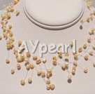 3-4mm fantastic light yellow pearl bridal necklace with lobster clasp