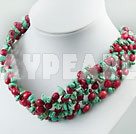 17 inches gorgeous red coral turquoise strand necklace with magnetic clasp