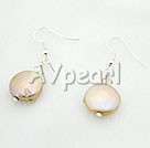 10mm coin pearl crystal earrings