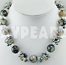 Discount pearl crystal and agate necklace