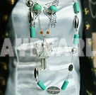 Turquoise and smoky Quartz charm necklace