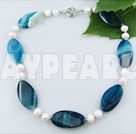 Discount pearl blue agate necklace