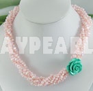 Discount Colar de pérolas rosa tingido
