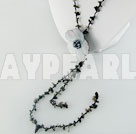 smoky quartz shell flower necklace