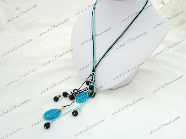 black agate and cyanite necklace