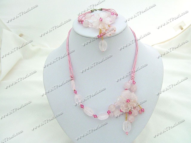 rose quartz and crystal sets