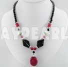 natural black agate and dyed red coral necklace 18 inches under $ 8