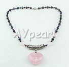 pearl and garnet amd rose quartz necklace