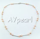 6-7mm cultured natural fresh water pearl beaded necklace under $ 3