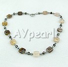 pearl crystal and grey agate necklace