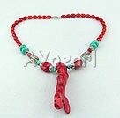 18 inches hot dyed red coral and turquoise necklace under $ 10