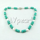 coin perla y turquesa collar