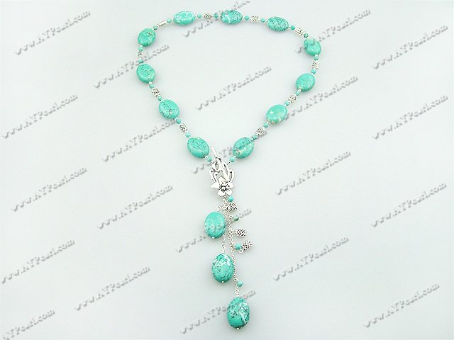 18 inches turquoise y shape necklace with heart toggle clasp