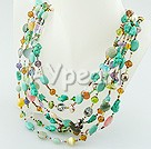 turquoise and multi stone and crystal necklace