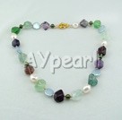 coin pearl and rainbow fluorite necklace under $ 15