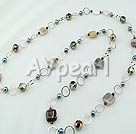 pearl crystal and grey agate necklace