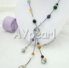 multi stone and crystal charm necklace