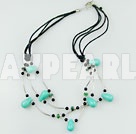 multi strand turquoise and black agate necklace