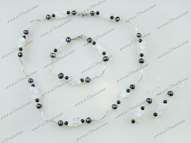 pearl and garnet and opal crystal sets