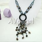 negro collar de perlas y cuarzo ahumado