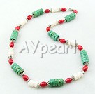 coral and turquoise shell necklace