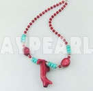 coral and turquoise and alaqueca necklace with lobster clasp under $ 8