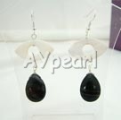 black agate and shell earrings