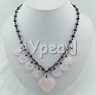 black pearl and garnet and rose quartz necklace under $ 9