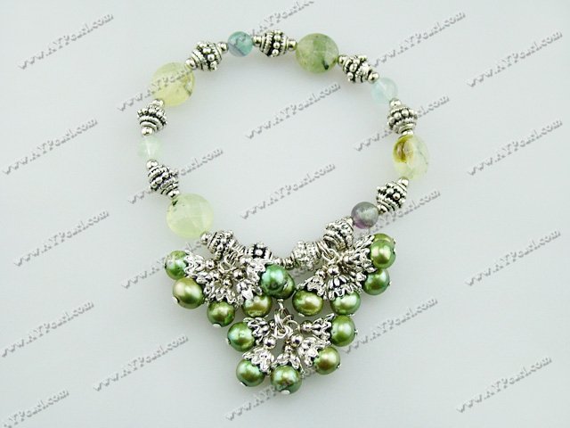 pearl and green rutilated quartz bracelet